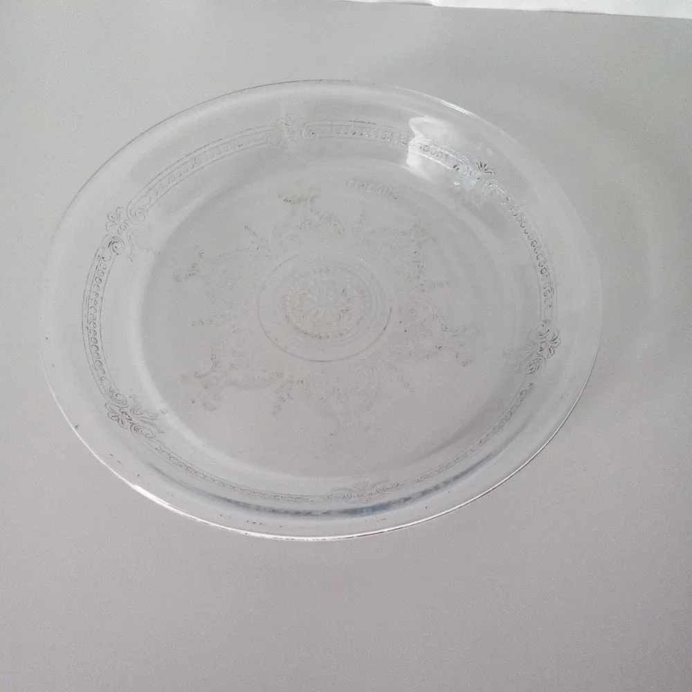 Fire-King Philbe Clear Glass Pie Dish Vintage 9 Inch Embossed Anchor Hocking